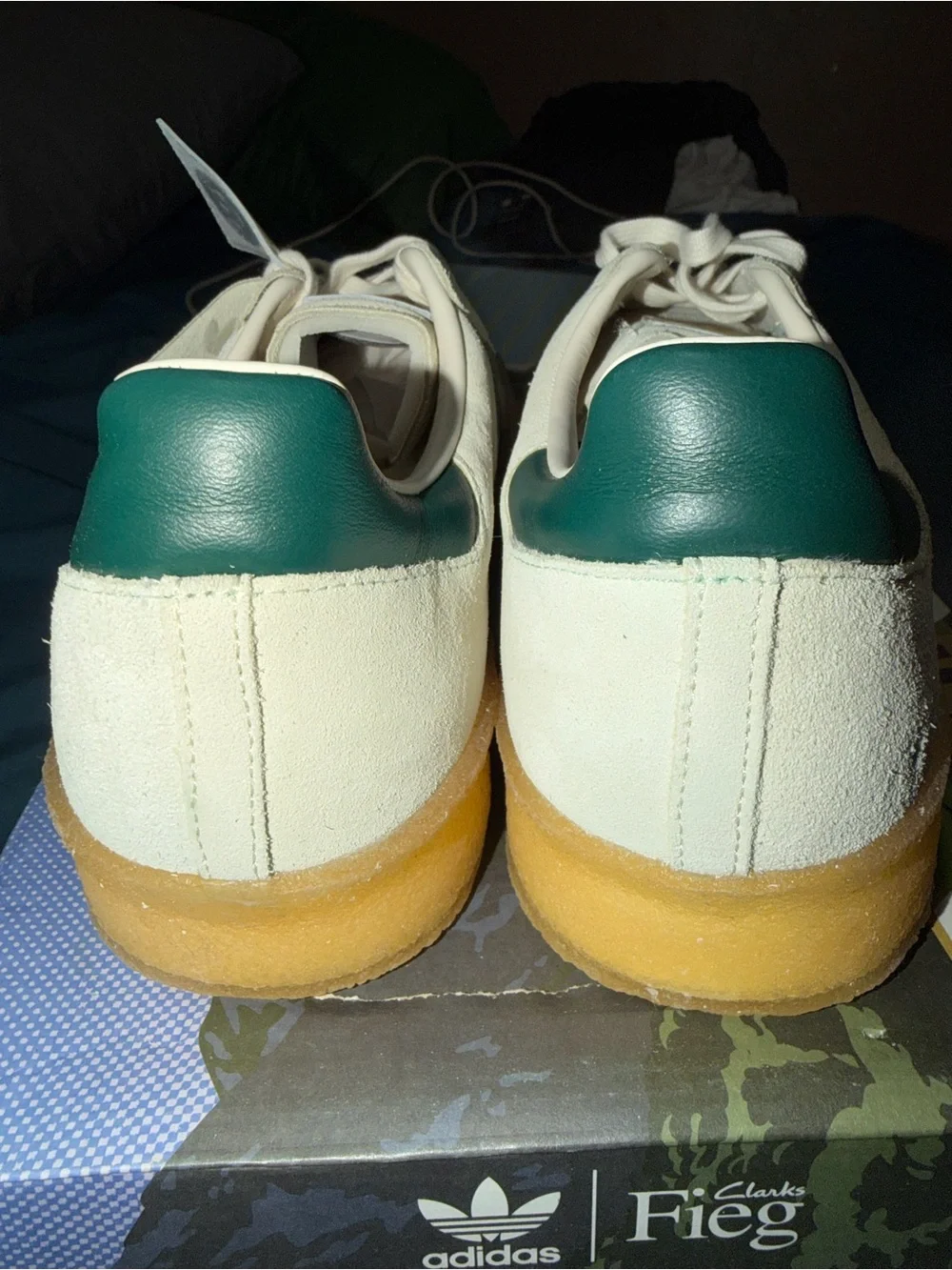 adidas Men’s Cream & Green Suede Low-Top Sneakers